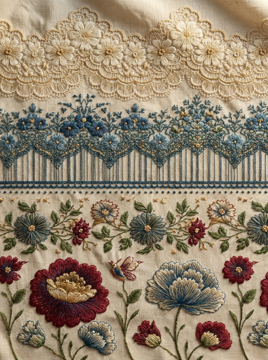 Scalloped Lace Inspired And Botanical from Classic Frames & Borders Book 6, a digital embroidery design reference for machine embroidery designs, embroidery patterns and border and edge embroidery.