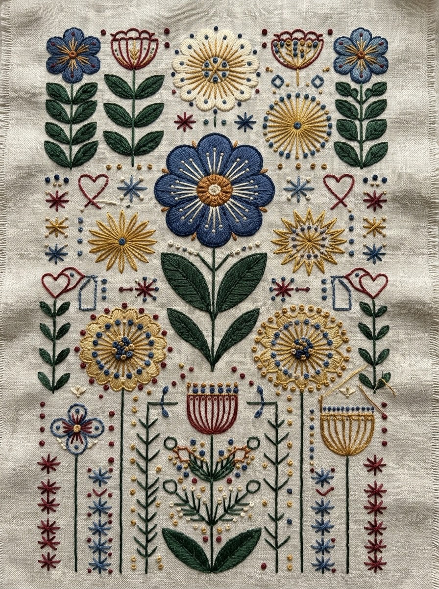 Scandinavian Folk Embroidery Book 45 Product Book 4 digital PDF embroidery design book - sample plate / motif preview 11