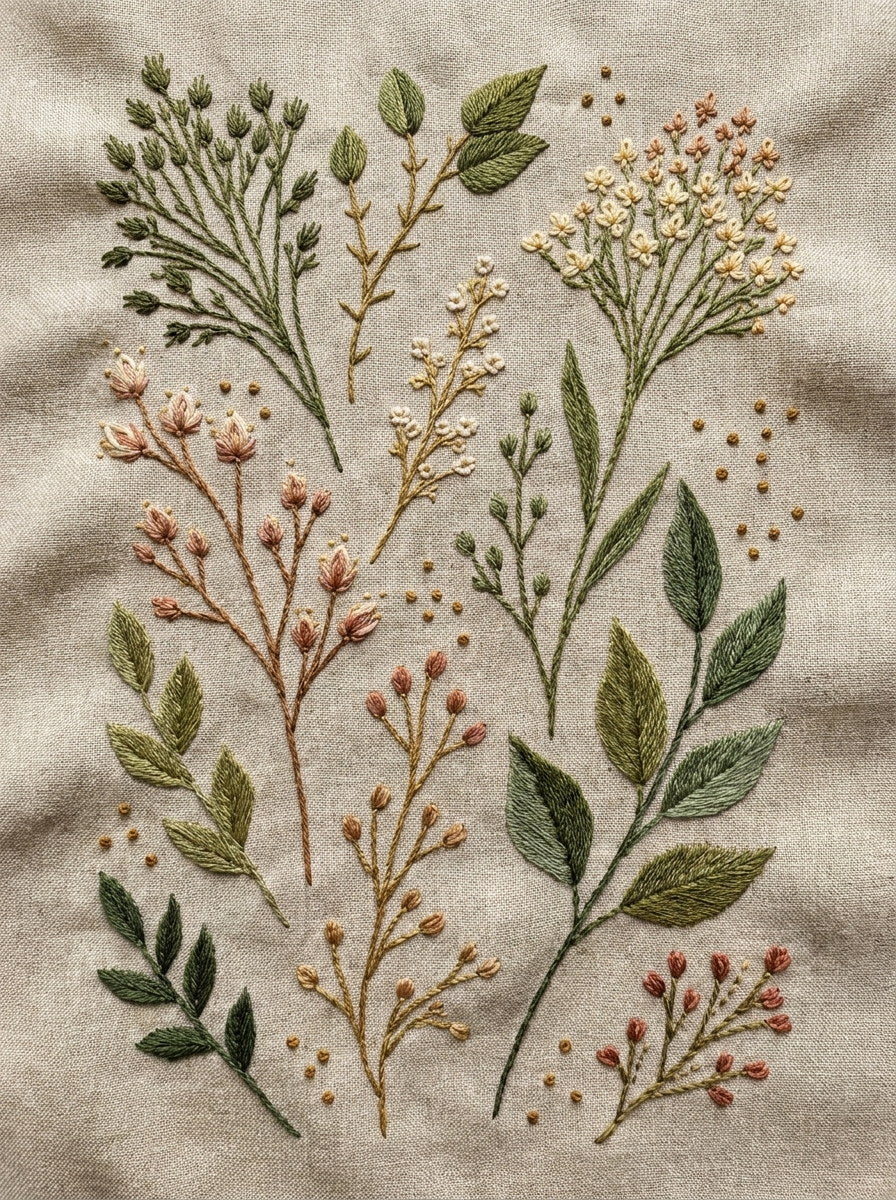 Scattered Botanical Filler Motif Botanical from Botanical Sprig Library Book 1, a digital embroidery design reference for machine embroidery designs, embroidery patterns and small motif and accent designs.