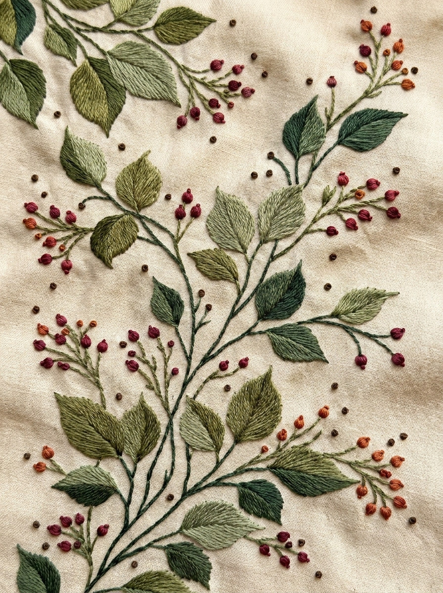 Scattered Leaf And Bud Motif from Botanical Sprig Library Book 1, a digital embroidery design reference for machine embroidery designs, embroidery patterns and small motif and accent designs.