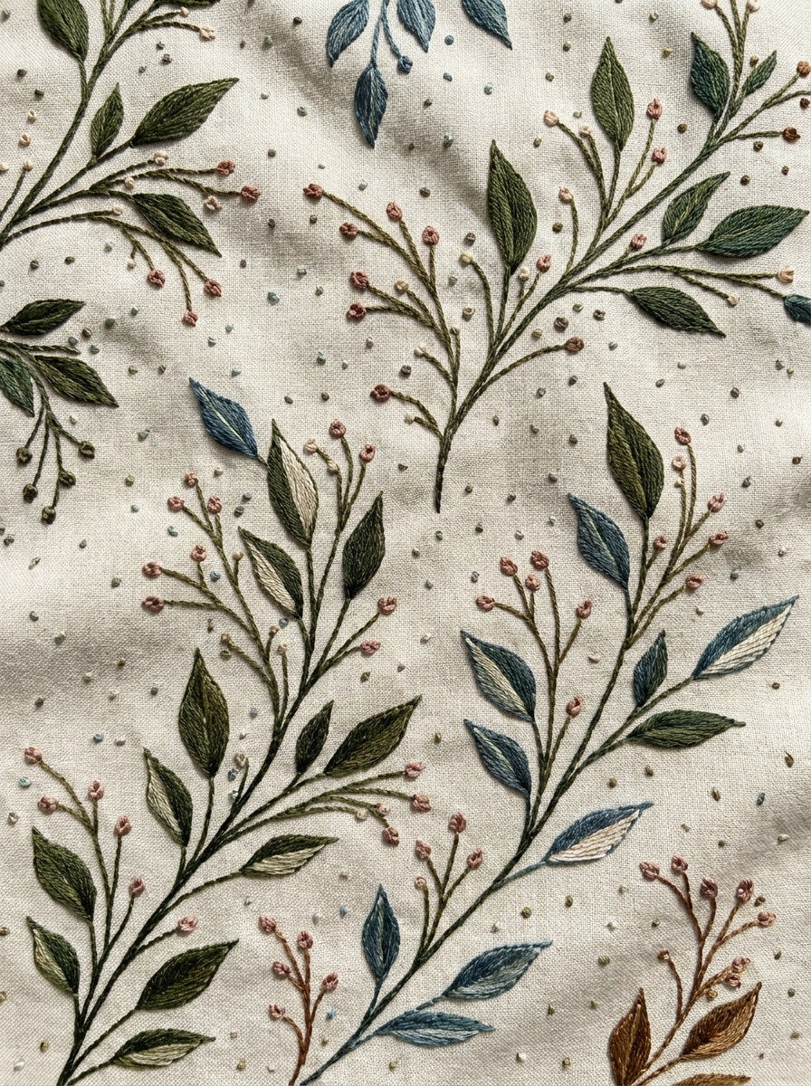 Scattered Leaf And Bud Motif from Botanical Sprig Library Book 9, a digital embroidery design reference for machine embroidery designs, embroidery patterns and small motif and accent designs.