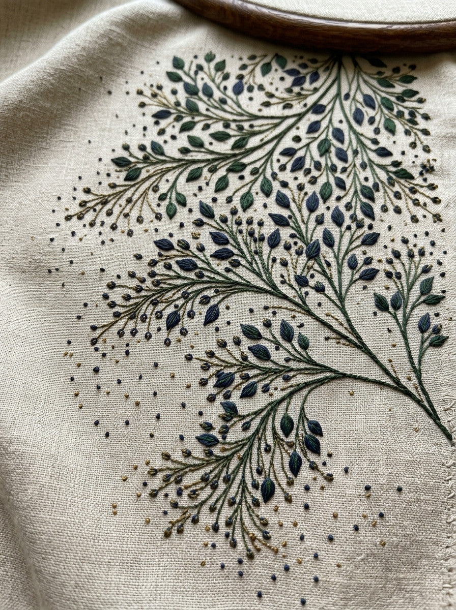 Scattered Leaf And Bud Motif from Botanical Sprig Library Book 4, a digital embroidery design reference for machine embroidery designs, embroidery patterns and small motif and accent designs.