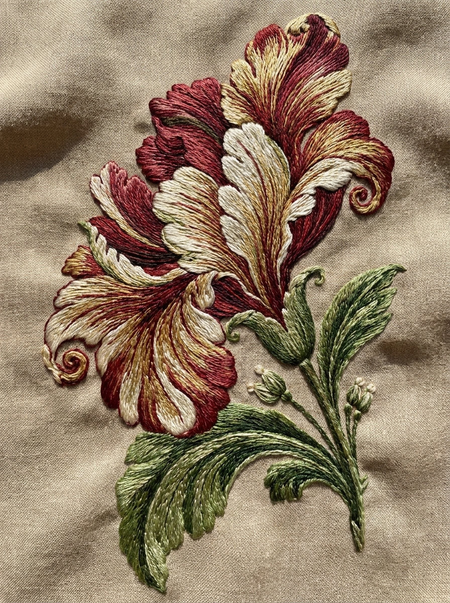 Sculptural Pocket Petal Motif Neo from Neo Baroque Petal Forms Book 1, a digital embroidery design reference for machine embroidery designs, embroidery patterns and garment placement ideas.