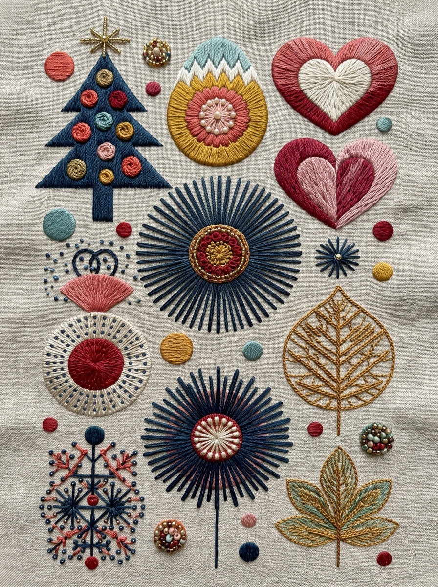 Seasonal Gift And Decorative Playful from Color Pop Patches & Playful Motifs Book 6, a digital embroidery design reference for machine embroidery designs, embroidery patterns and seasonal embroidery motifs.