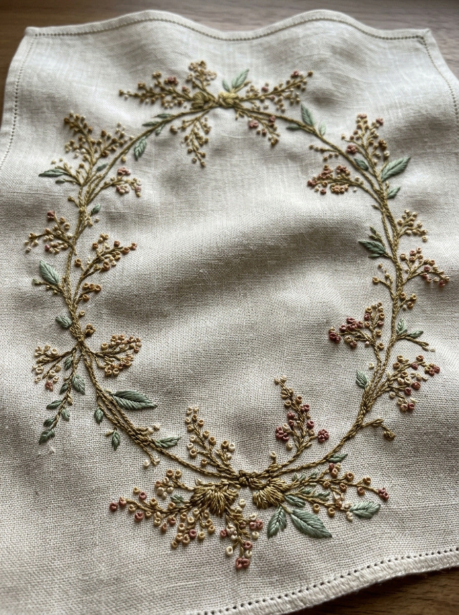 Simple French Monogram Frame French from French Embroidery & La Broderie Blanche Book 3, a digital embroidery design reference for machine embroidery designs, embroidery patterns and frames and monogram spaces.