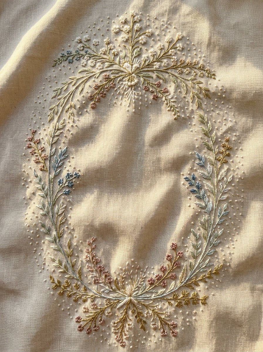 Simple French Monogram Frame French from French Embroidery & La Broderie Blanche Book 2, a digital embroidery design reference for machine embroidery designs, embroidery patterns and frames and monogram spaces.