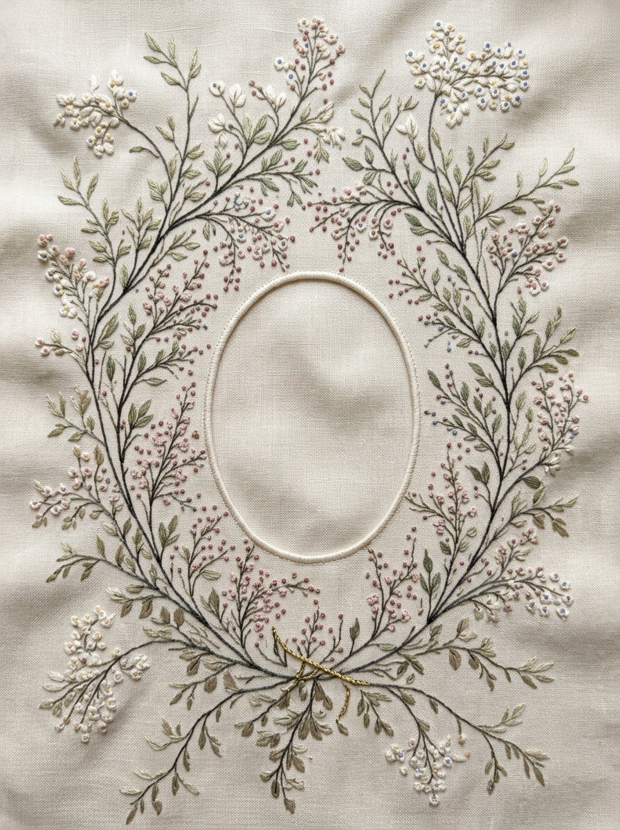 Simple French Monogram Frame French from French Embroidery & La Broderie Blanche Book 7, a digital embroidery design reference for machine embroidery designs, embroidery patterns and frames and monogram spaces.