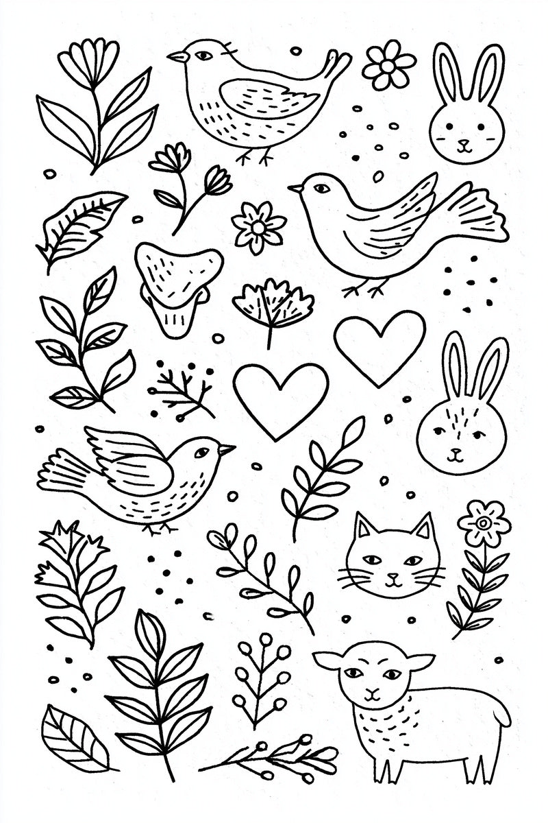 Simple Outline Symbol Library Plate from Backstitch & Outline Designs Book 1, a digital embroidery design reference for machine embroidery designs, embroidery patterns and embroidery design reference.