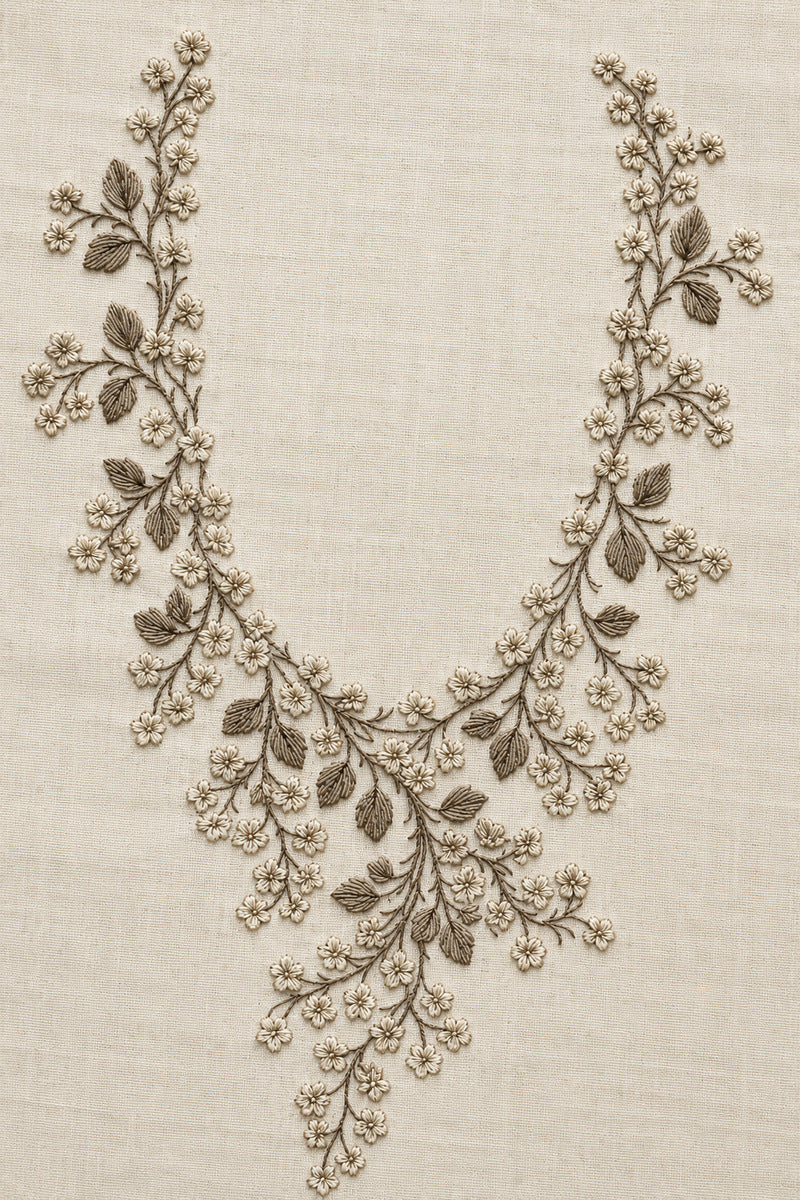 Simple Round Neckline Motif 02 from Neckline & Collar Embroidery Designs Book 3, a digital embroidery design reference for machine embroidery designs, embroidery patterns and garment placement ideas.