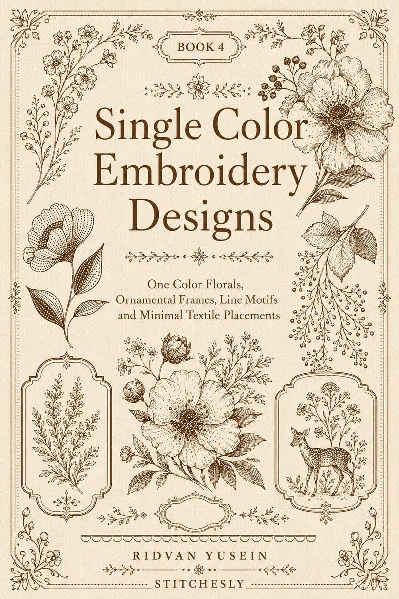 Single Color Embroidery Designs Edition Four digital PDF book front cover.
