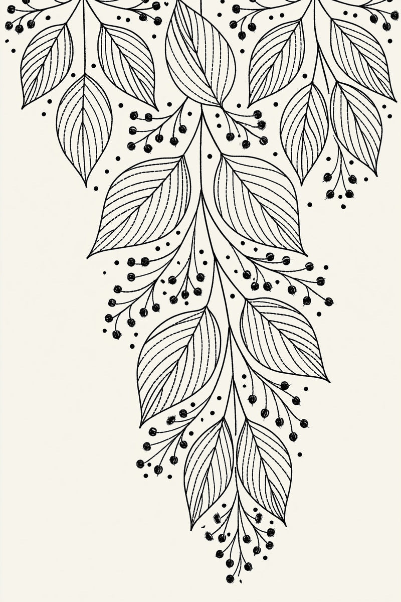 Original design plate of cascading leaf and berry border from Single Color Embroidery Designs Edition Two.