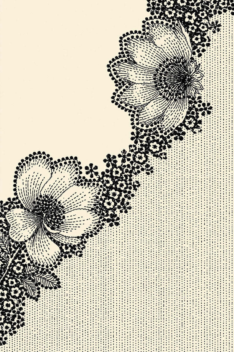 Original design plate of diagonal two flower lace border from Single Color Embroidery Designs Edition Two.