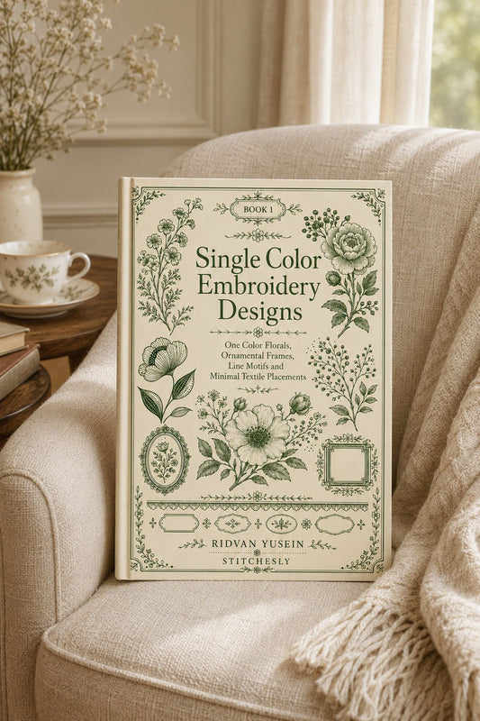 Single Color Embroidery Designs Book 32 Product Book 1 digital PDF embroidery design book - main cover / hero image 3