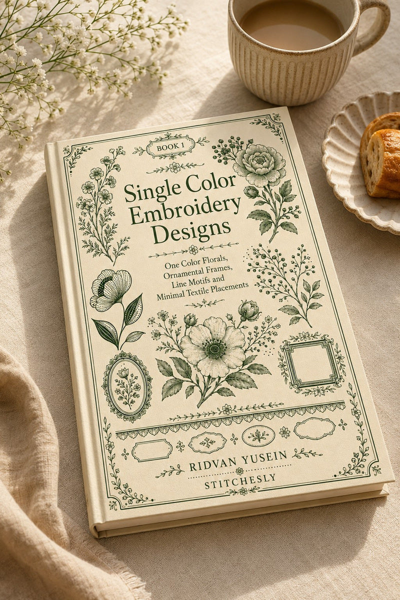 Single Color Embroidery Designs Book 32 Product Book 1 digital PDF embroidery design book - main cover / hero image 4