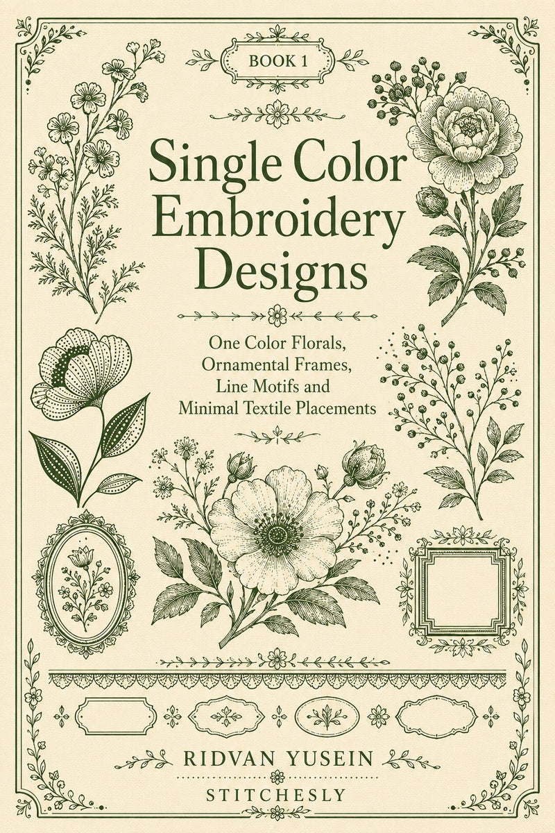 Single Color Embroidery Designs Book 32 Product Book 1 digital PDF embroidery design book - main cover / hero image 2