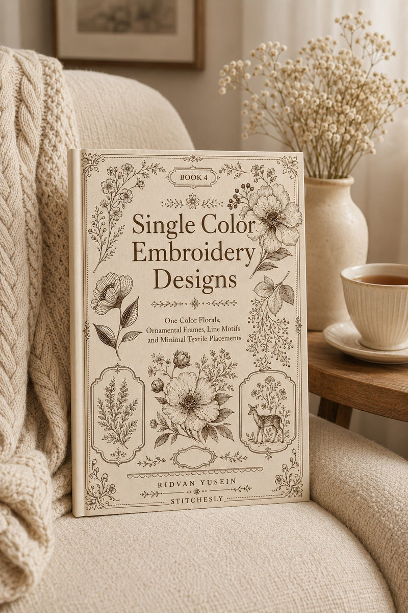 Single Color Embroidery Designs Book 32 Product Book 4 digital PDF embroidery design book - main cover / hero image 3