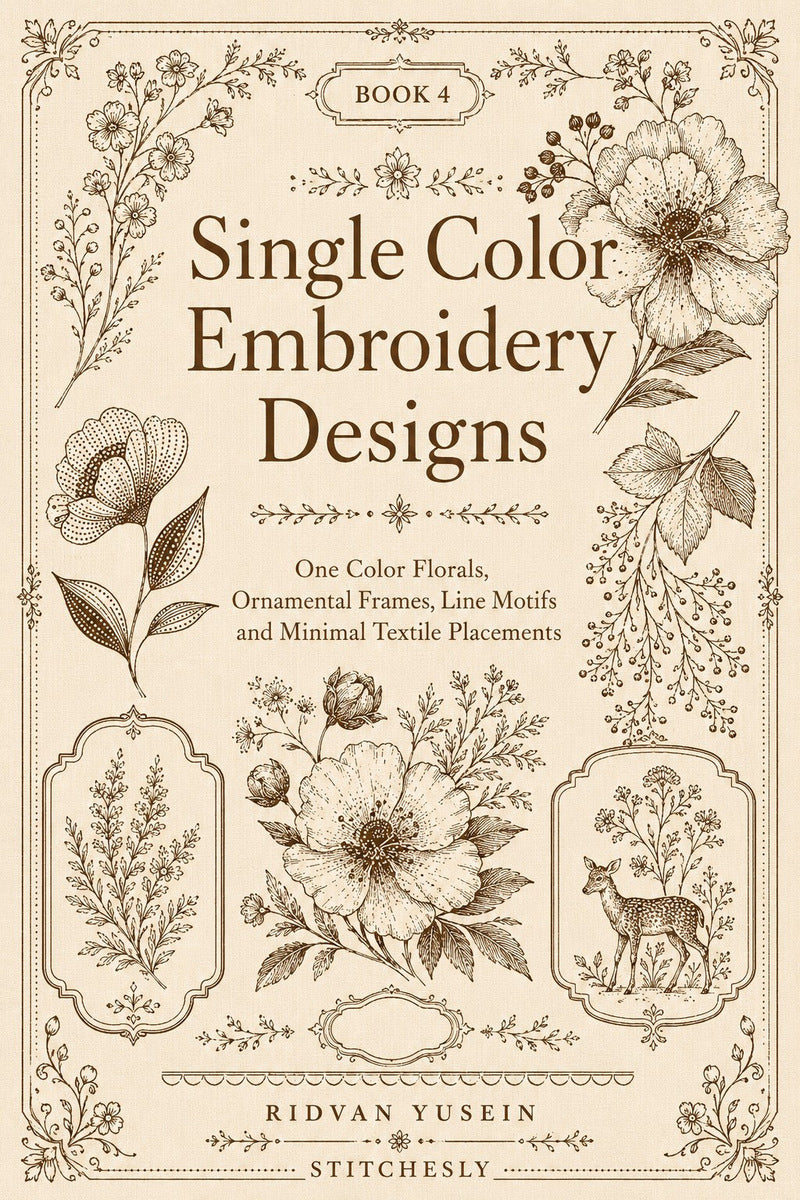 Single Color Embroidery Designs Book 32 Product Book 4 digital PDF embroidery design book - main cover / hero image 4