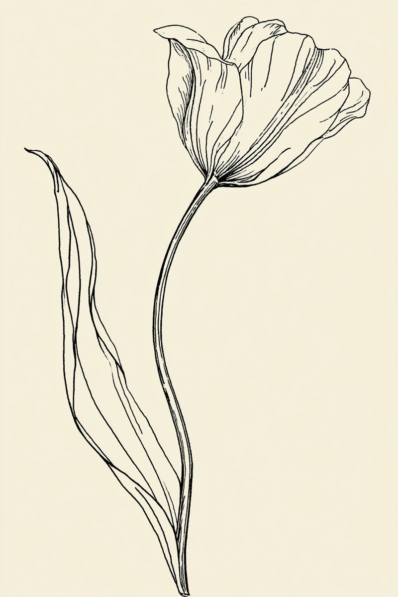 Single Tulip Inspired Stem from Botanical Embroidery Designs Book 4, a digital embroidery design reference for machine embroidery designs, embroidery patterns and botanical and floral embroidery.