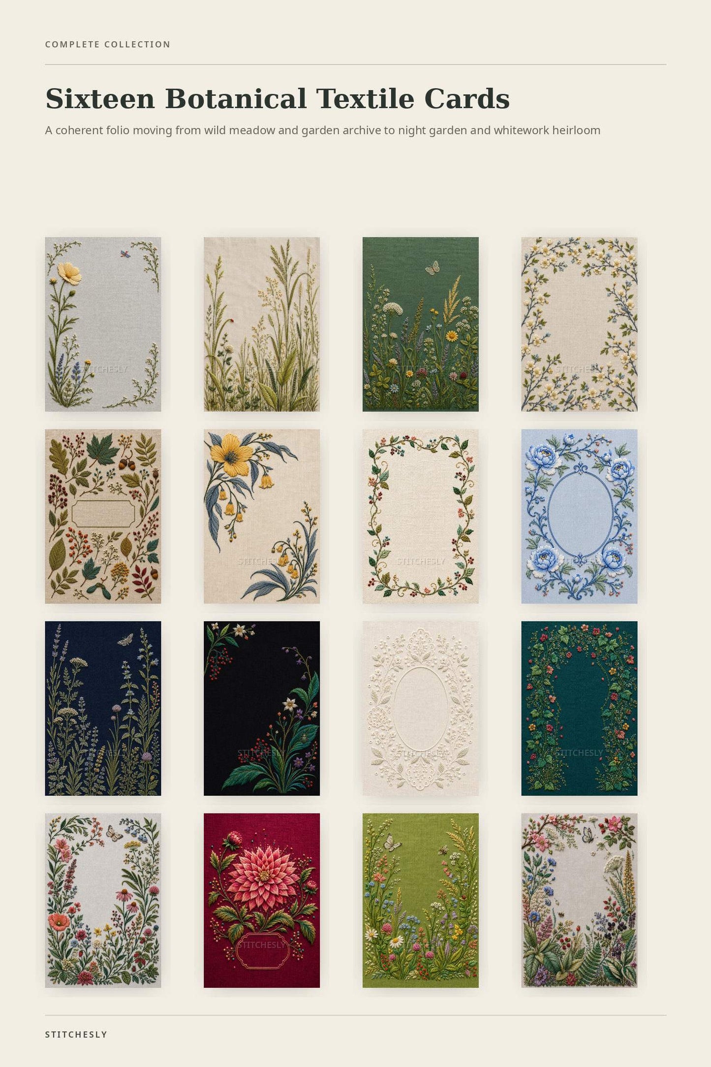 sixteen botanical card designs