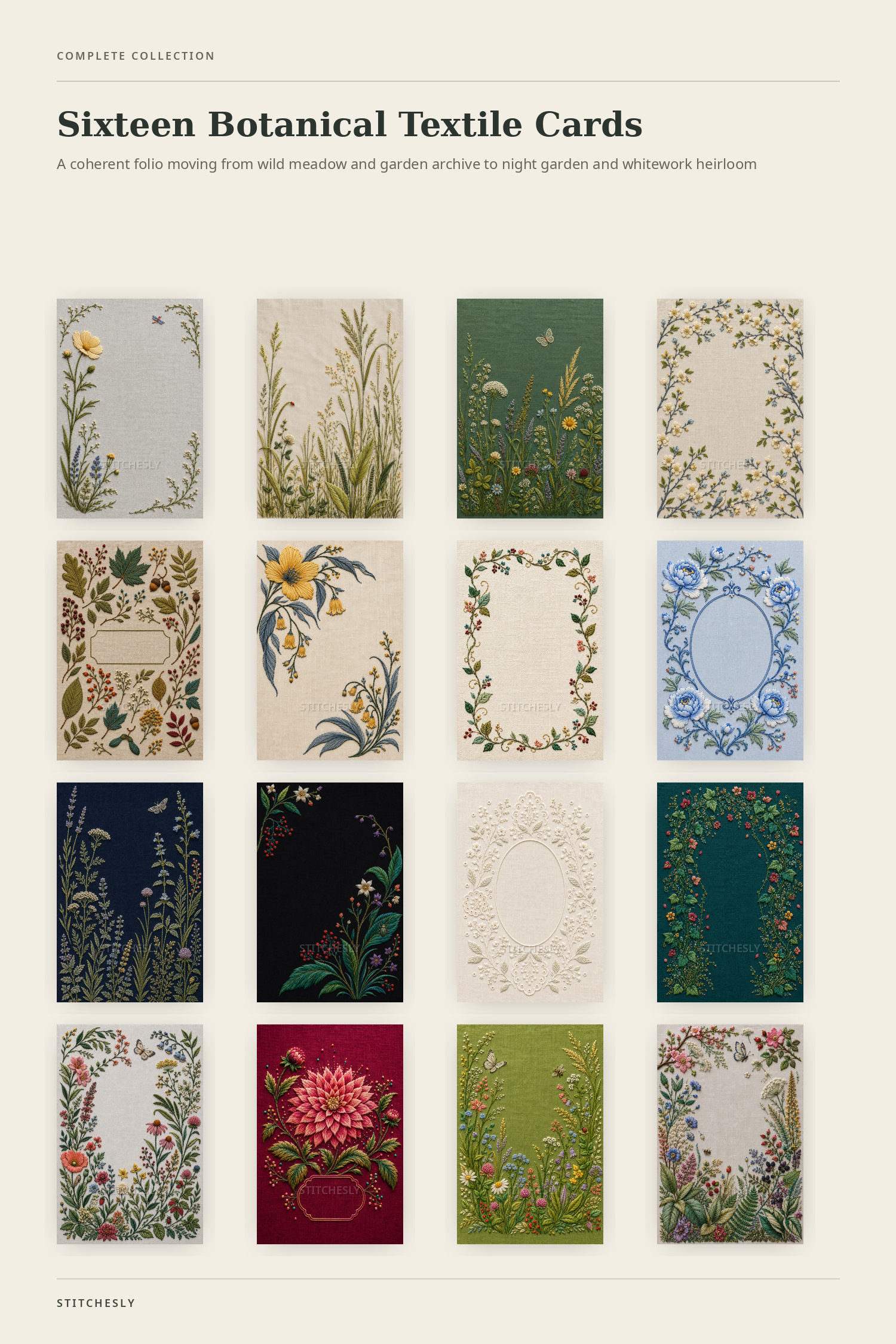 sixteen botanical card designs