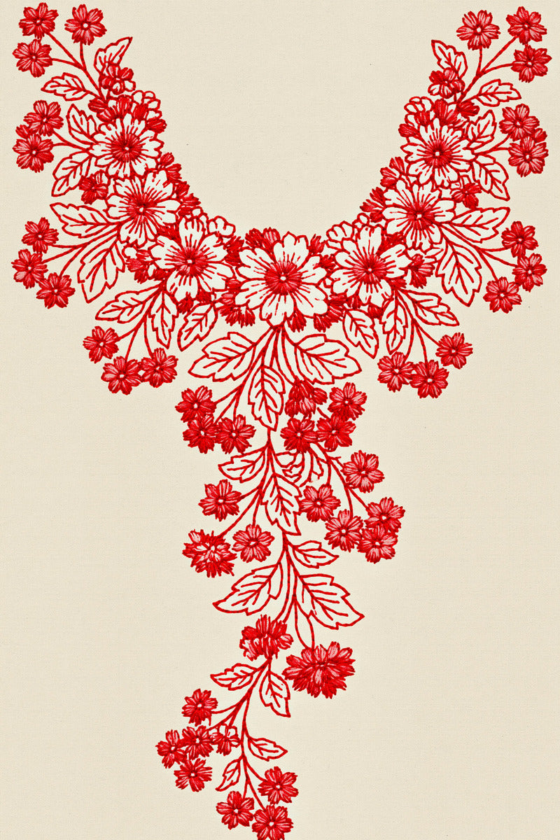 Slavic Blouse Neckline Motif from Hungarian & Slavic Embroidery Motifs Book 1, a digital embroidery design reference for machine embroidery designs, embroidery patterns and garment placement ideas.