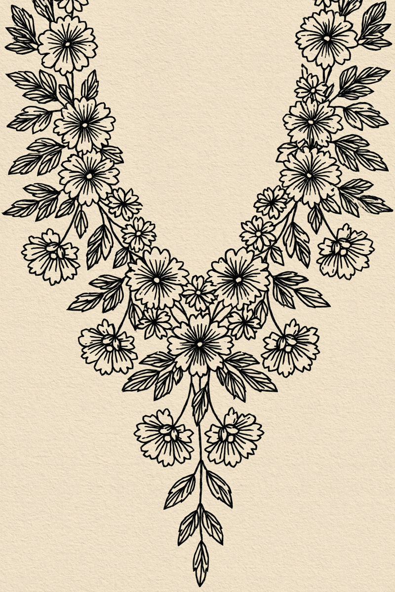 Slavic Blouse Neckline Motif from Hungarian & Slavic Embroidery Motifs Book 3, a digital embroidery design reference for machine embroidery designs, embroidery patterns and garment placement ideas.