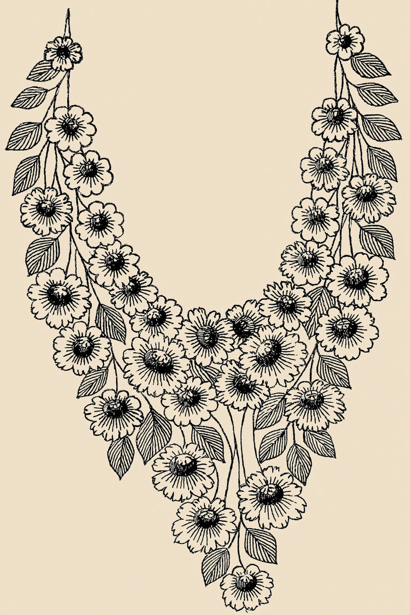 Slavic Blouse Neckline Motif from Hungarian & Slavic Embroidery Motifs Book 4, a digital embroidery design reference for machine embroidery designs, embroidery patterns and garment placement ideas.
