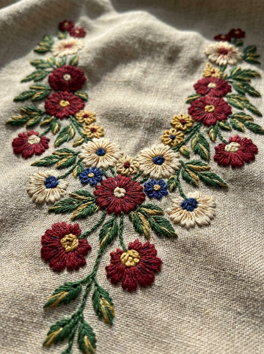 Slavic Blouse Neckline Motif from Hungarian & Slavic Embroidery Motifs Book 3, a digital embroidery design reference for machine embroidery designs, embroidery patterns and garment placement ideas.