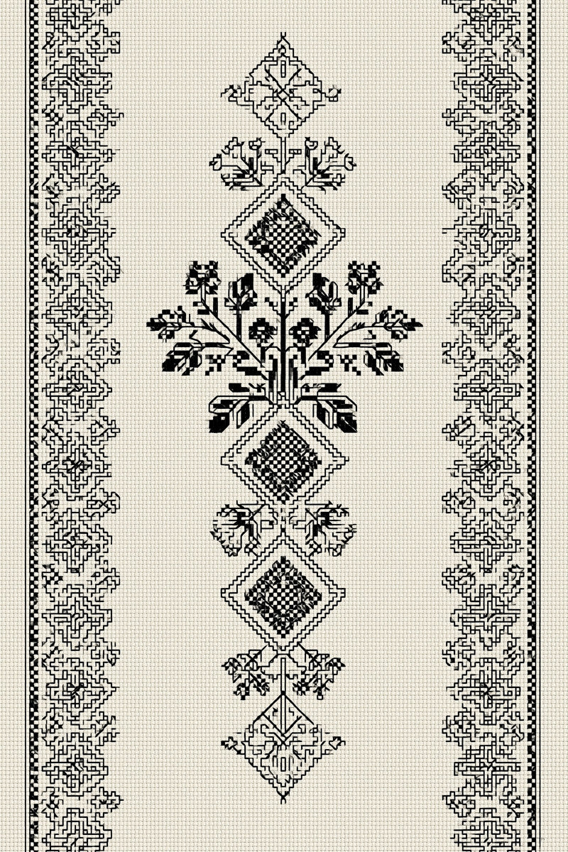 Slavic Cross Stitch Inspired Border from Hungarian & Slavic Embroidery Motifs Book 1, a digital embroidery design reference for machine embroidery designs, embroidery patterns and border and edge embroidery.