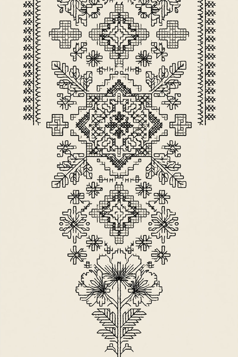 Slavic Cross Stitch Inspired Border from Hungarian & Slavic Embroidery Motifs Book 3, a digital embroidery design reference for machine embroidery designs, embroidery patterns and border and edge embroidery.