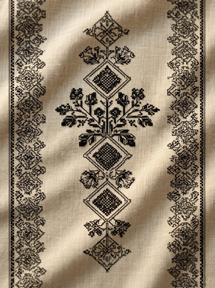 Slavic Cross Stitch Inspired Border from Hungarian & Slavic Embroidery Motifs Book 1, a digital embroidery design reference for machine embroidery designs, embroidery patterns and border and edge embroidery.
