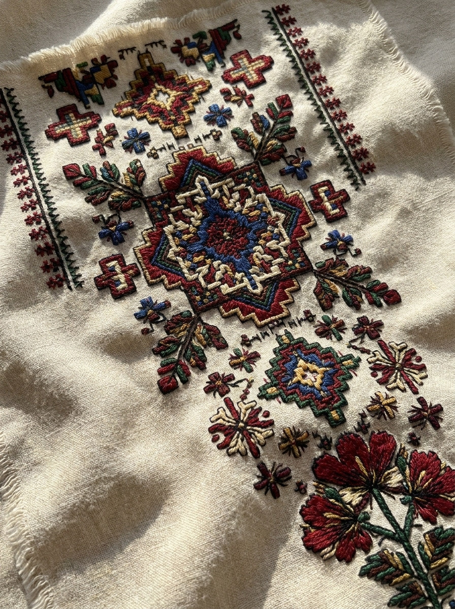 Slavic Cross Stitch Inspired Border from Hungarian & Slavic Embroidery Motifs Book 3, a digital embroidery design reference for machine embroidery designs, embroidery patterns and border and edge embroidery.