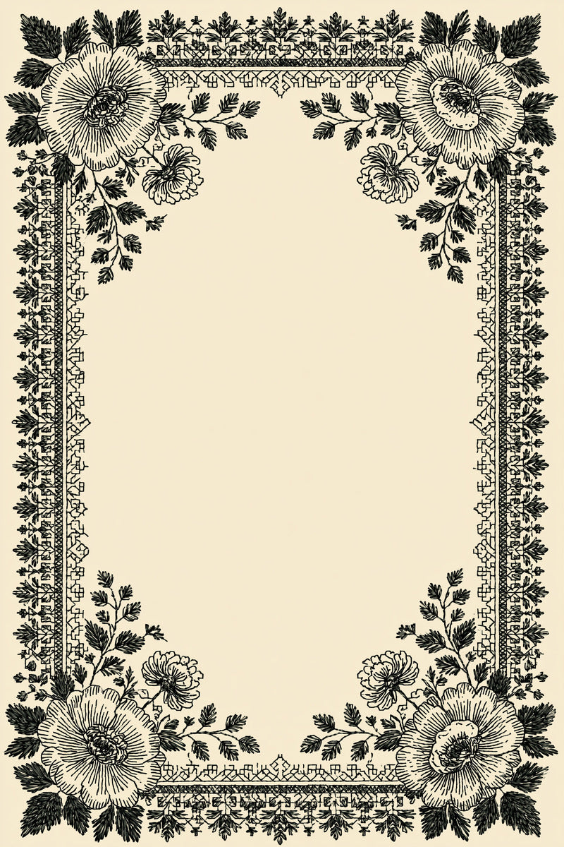 Slavic Folk Rectangular Frame from Hungarian & Slavic Embroidery Motifs Book 2, a digital embroidery design reference for machine embroidery designs, embroidery patterns and frames and monogram spaces.