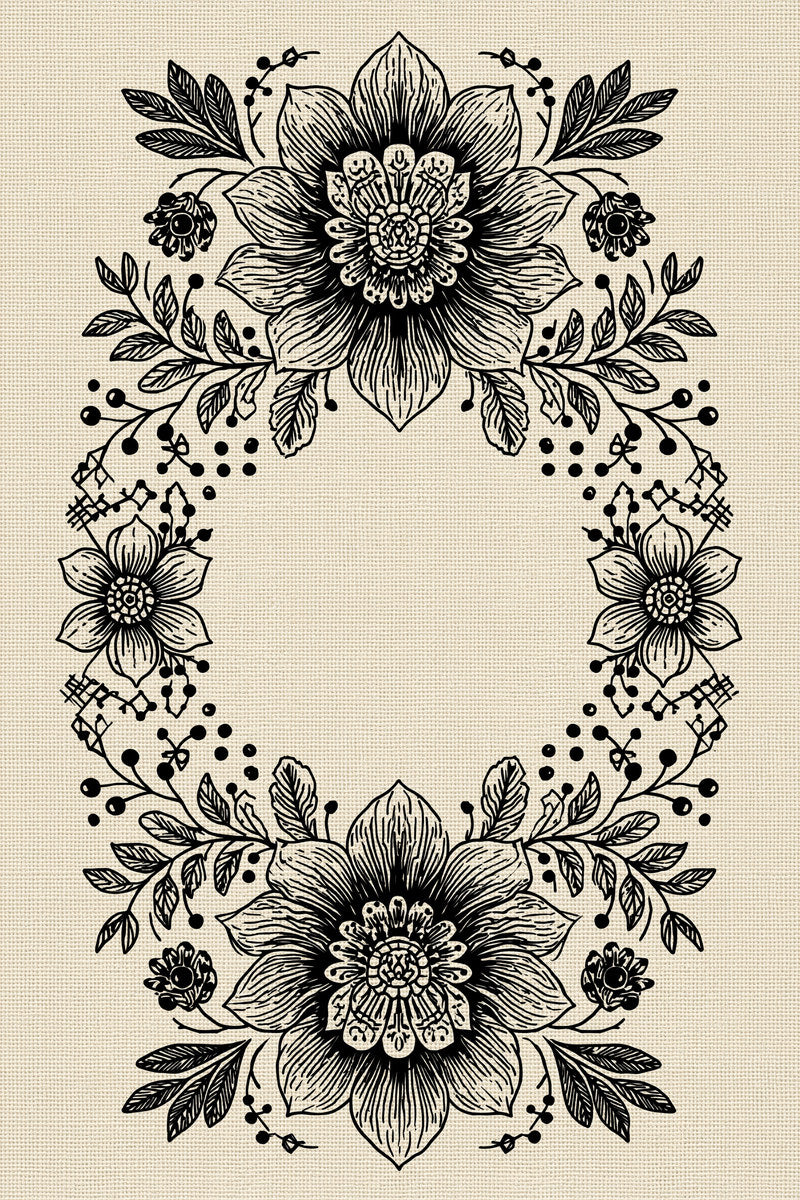 Slavic Kitchen Monogram Frame from Hungarian & Slavic Embroidery Motifs Book 2, a digital embroidery design reference for machine embroidery designs, embroidery patterns and frames and monogram spaces.