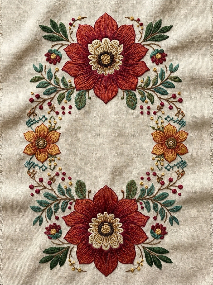 Slavic Kitchen Monogram Frame from Hungarian & Slavic Embroidery Motifs Book 2, a digital embroidery design reference for machine embroidery designs, embroidery patterns and frames and monogram spaces.