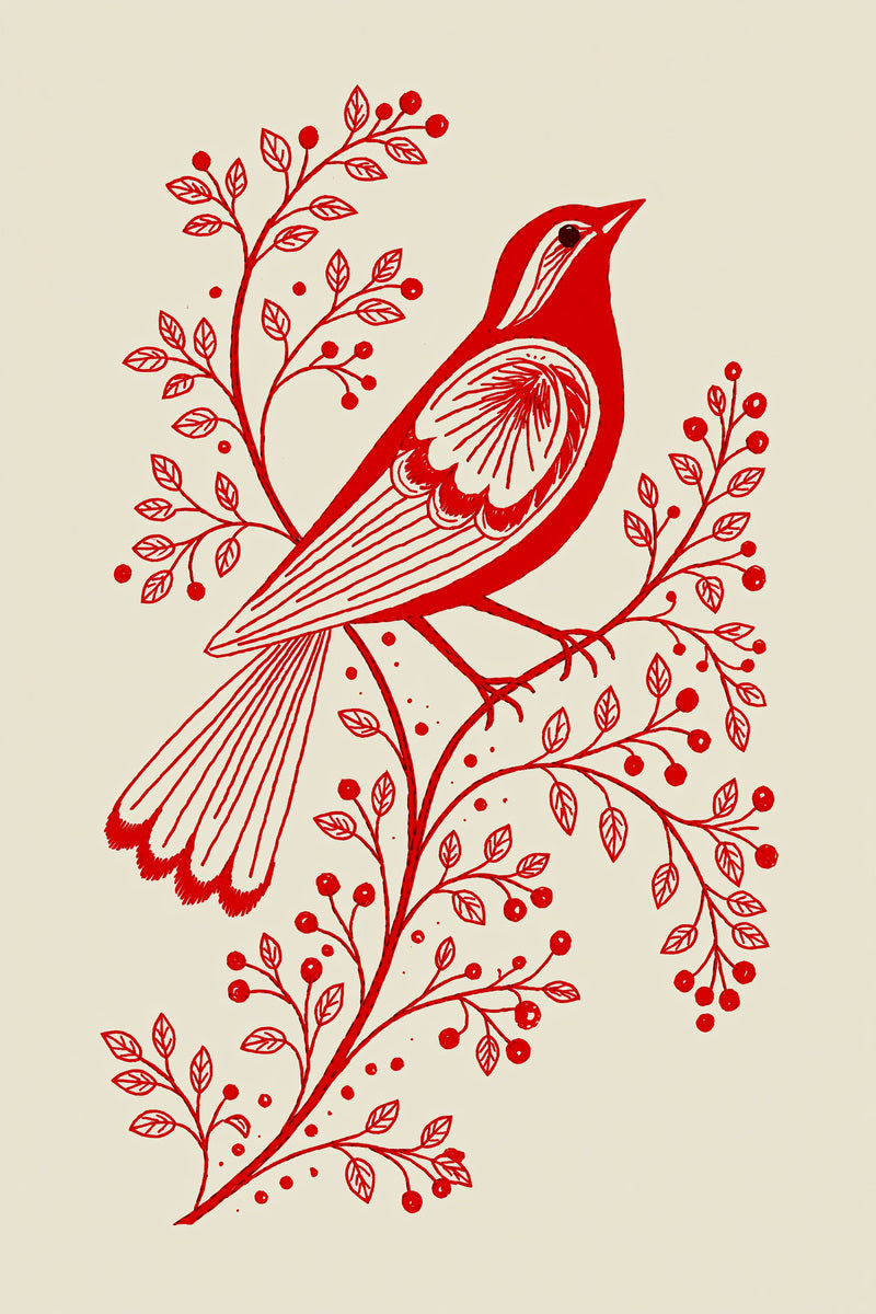 Slavic Redwork Bird And Branch from Hungarian & Slavic Embroidery Motifs Book 2, a digital embroidery design reference for machine embroidery designs, embroidery patterns and embroidery design reference.