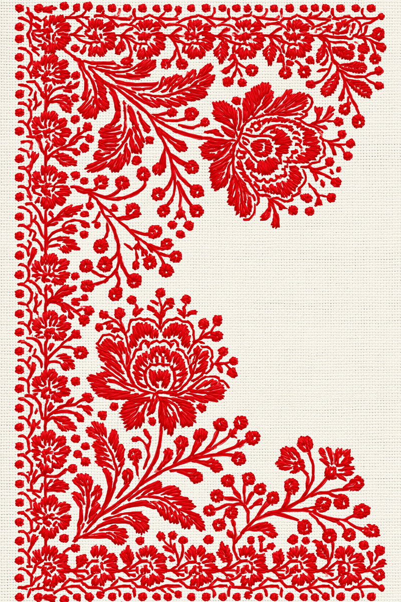 Slavic Redwork Border And Corner from Hungarian & Slavic Embroidery Motifs Book 2, a digital embroidery design reference for machine embroidery designs, embroidery patterns and border and edge embroidery.