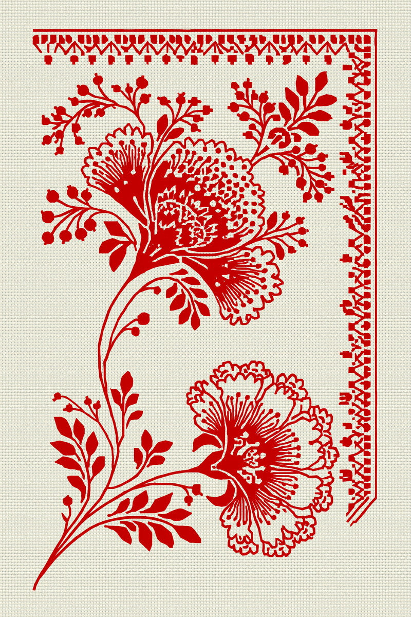Slavic Redwork Border And Corner from Hungarian & Slavic Embroidery Motifs Book 4, a digital embroidery design reference for machine embroidery designs, embroidery patterns and border and edge embroidery.