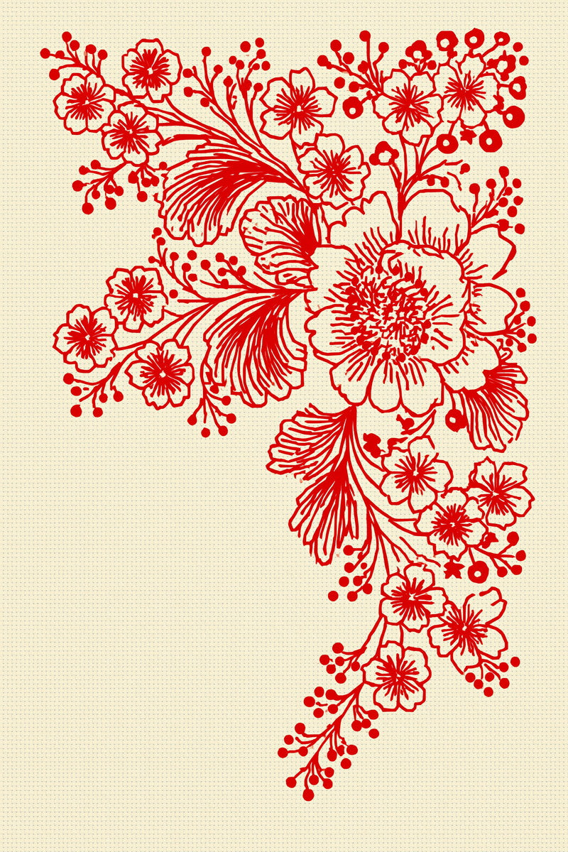 Slavic Redwork Corner from Hungarian & Slavic Embroidery Motifs Book 2, a digital embroidery design reference for machine embroidery designs, embroidery patterns and corner embroidery.