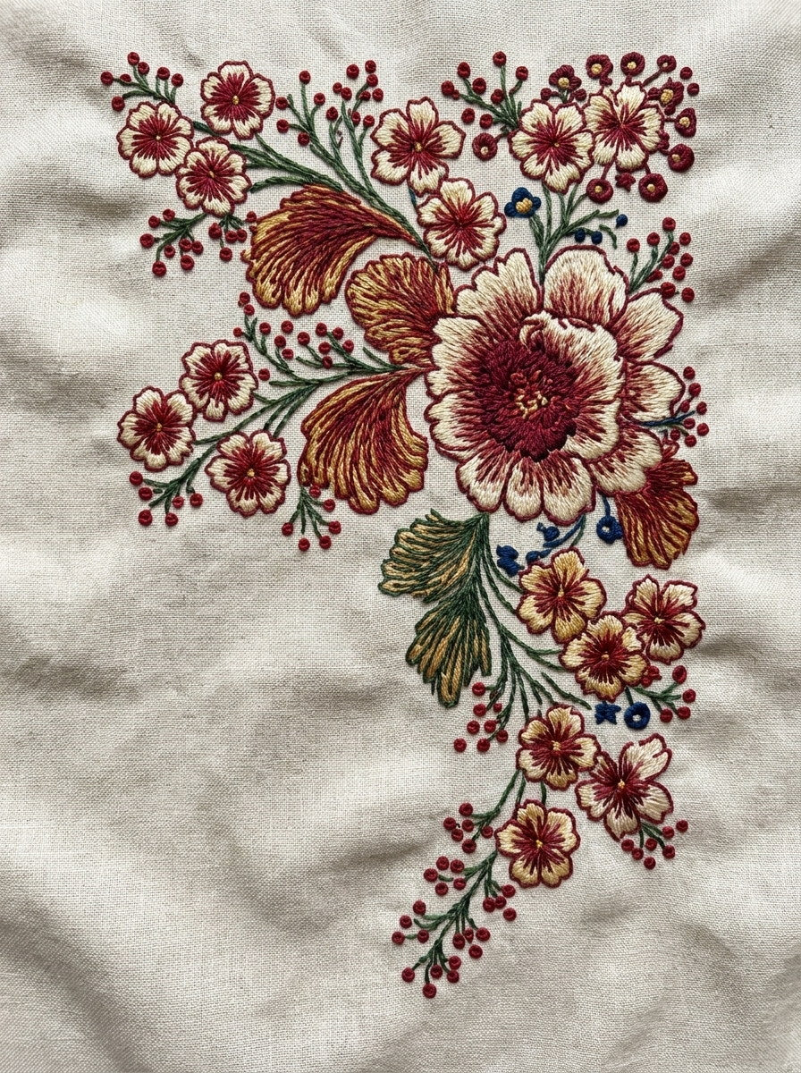 Slavic Redwork Corner from Hungarian & Slavic Embroidery Motifs Book 2, a digital embroidery design reference for machine embroidery designs, embroidery patterns and corner embroidery.