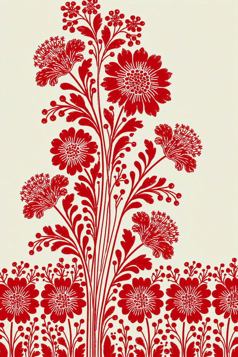 Slavic Redwork Floral Border from Hungarian & Slavic Embroidery Motifs Book 2, a digital embroidery design reference for machine embroidery designs, embroidery patterns and border and edge embroidery.