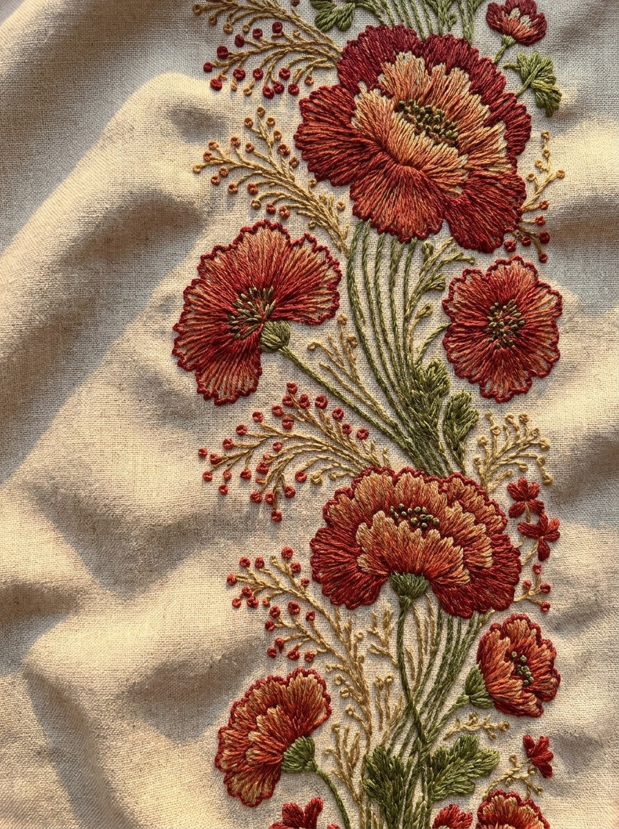 Slavic Redwork Floral Border from Hungarian & Slavic Embroidery Motifs Book 1, a digital embroidery design reference for machine embroidery designs, embroidery patterns and border and edge embroidery.