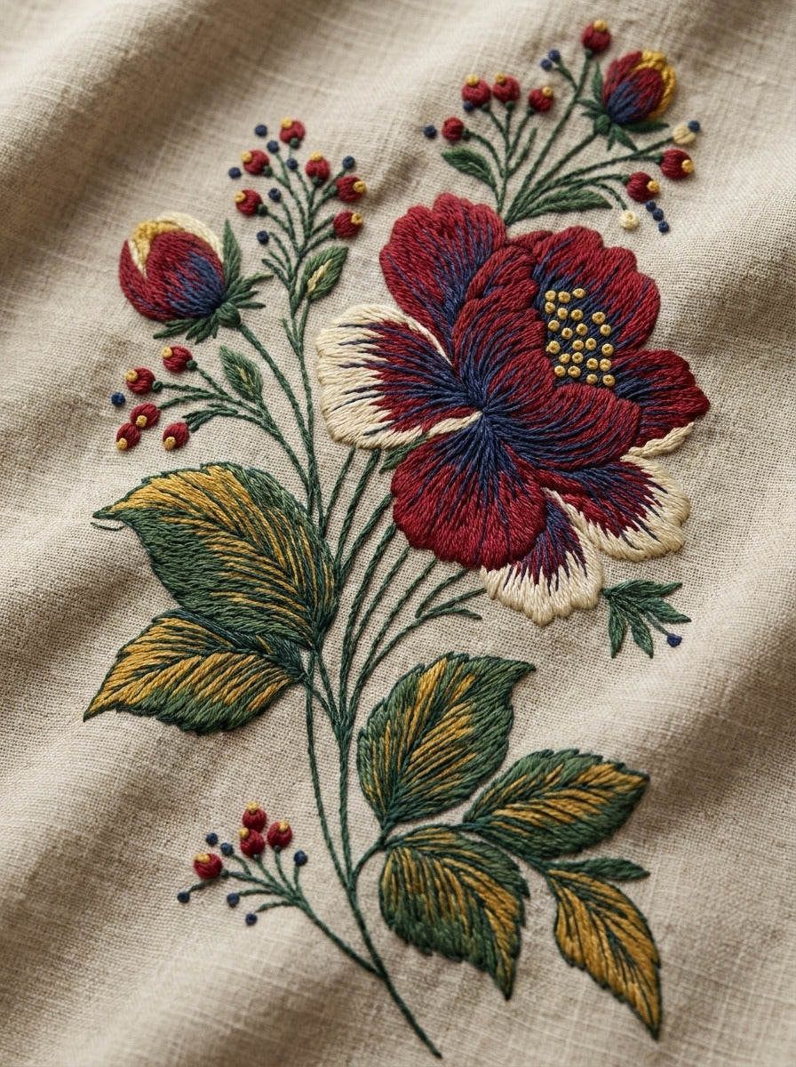 Slavic Shoulder Floral Accent from Hungarian & Slavic Embroidery Motifs Book 2, a digital embroidery design reference for machine embroidery designs, embroidery patterns and small motif and accent designs.