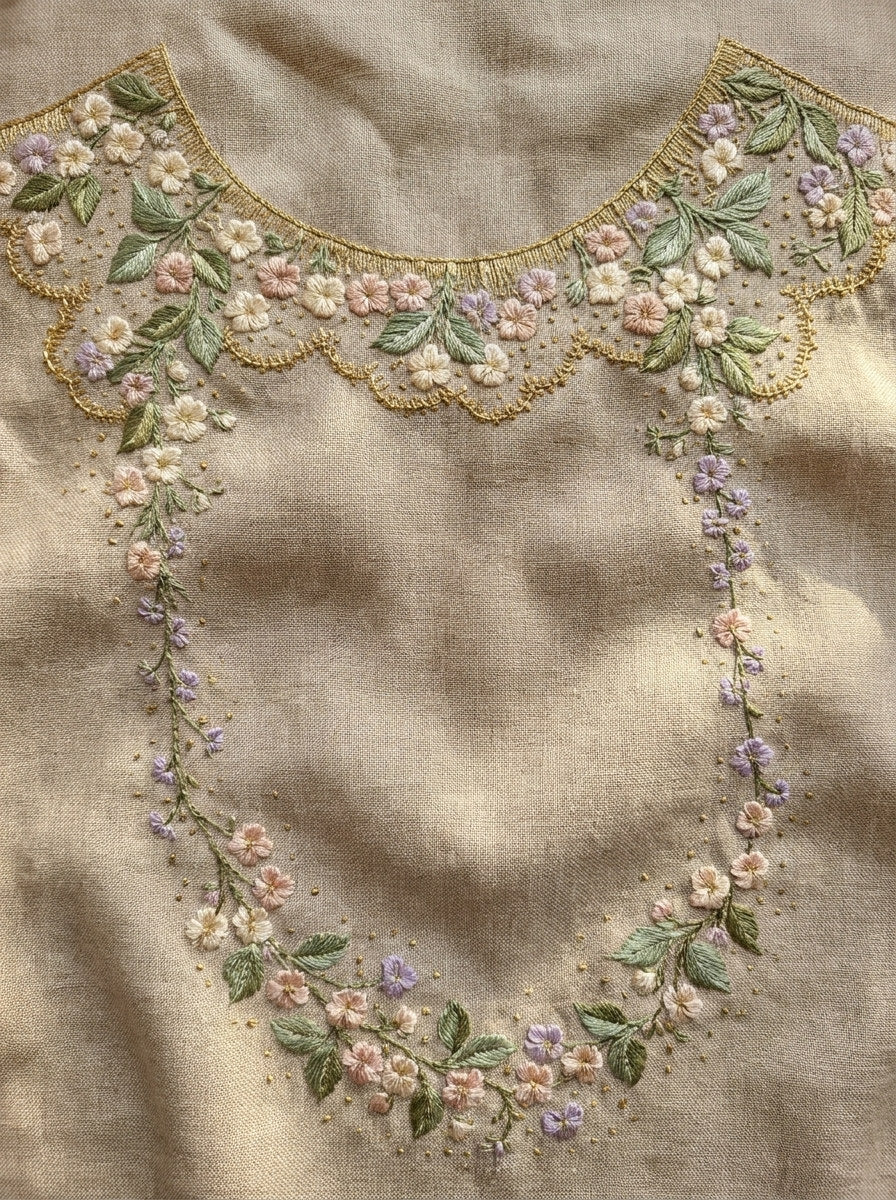 Sleeve Edge And Collar Matching 02 from Necklines & Collars Embroidery Book 3, a digital embroidery design reference for machine embroidery designs, embroidery patterns and border and edge embroidery.