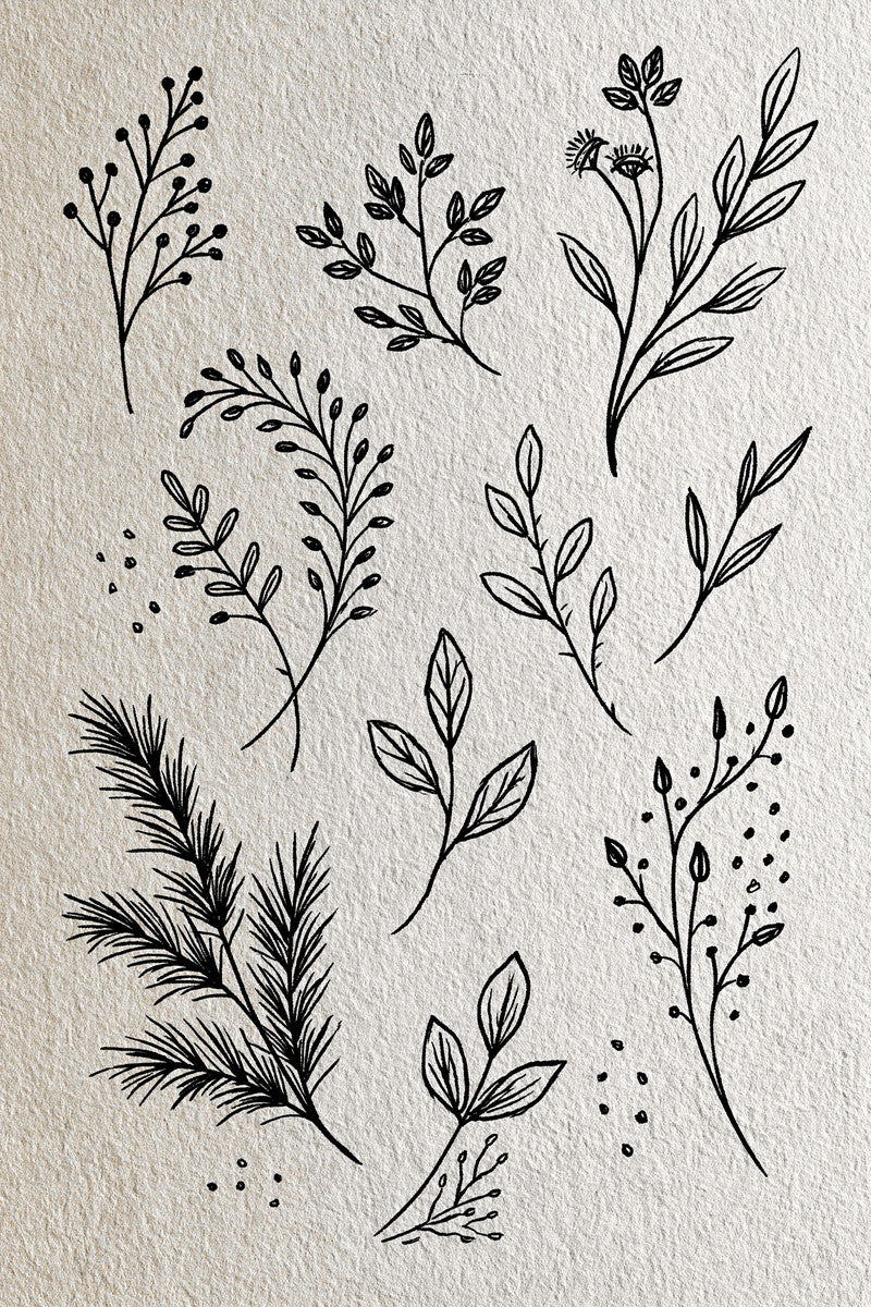 Small Botanical Sprig And Leaf from Botanical Sprig Library Book 1, a digital embroidery design reference for machine embroidery designs, embroidery patterns and small motif and accent designs.