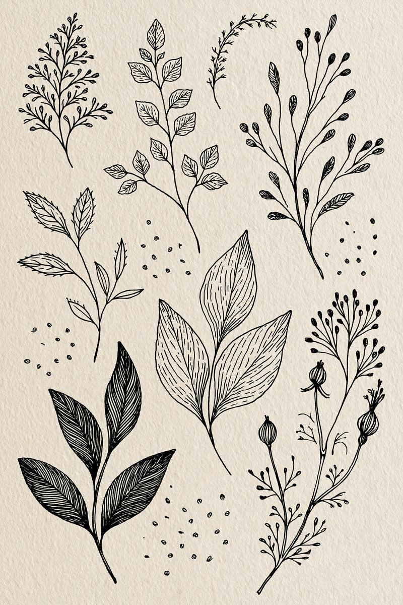 Small Botanical Sprig And Leaf from Botanical Sprig Library Book 10, a digital embroidery design reference for machine embroidery designs, embroidery patterns and small motif and accent designs.