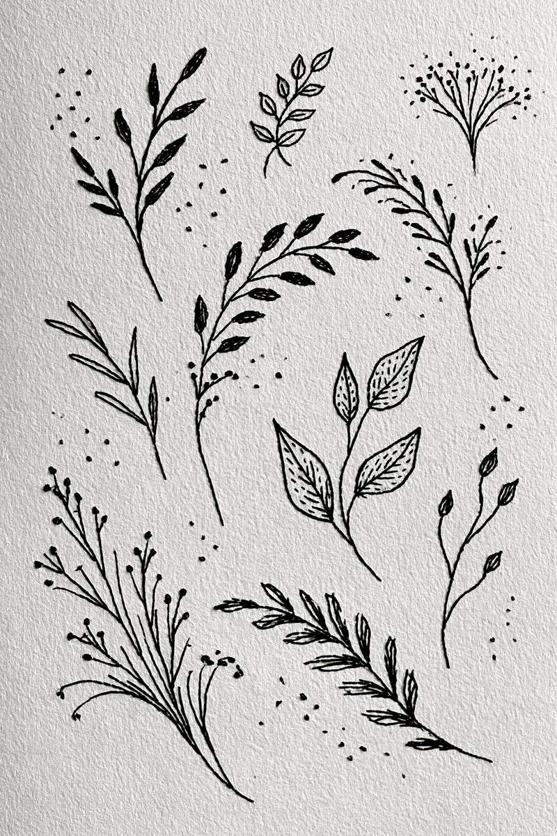 Small Botanical Sprig And Leaf from Botanical Sprig Library Book 5, a digital embroidery design reference for machine embroidery designs, embroidery patterns and small motif and accent designs.