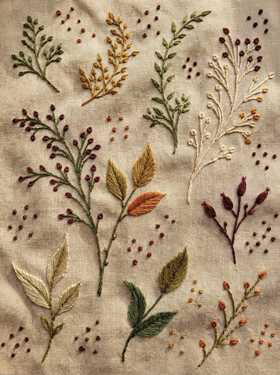 Small Botanical Sprig And Leaf from Botanical Sprig Library Book 2, a digital embroidery design reference for machine embroidery designs, embroidery patterns and small motif and accent designs.