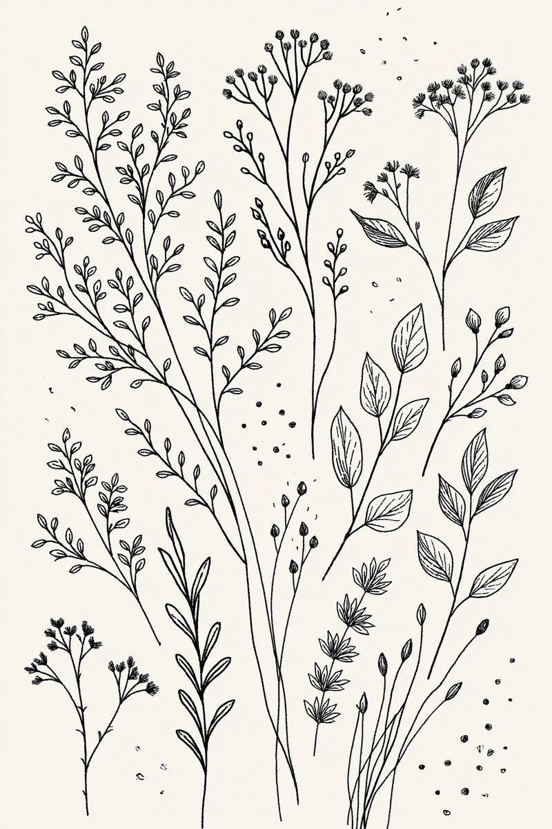 Small Botanical Sprig Library Plate from Botanical Sprig Library Book 8, a digital embroidery design reference for machine embroidery designs, embroidery patterns and small motif and accent designs.