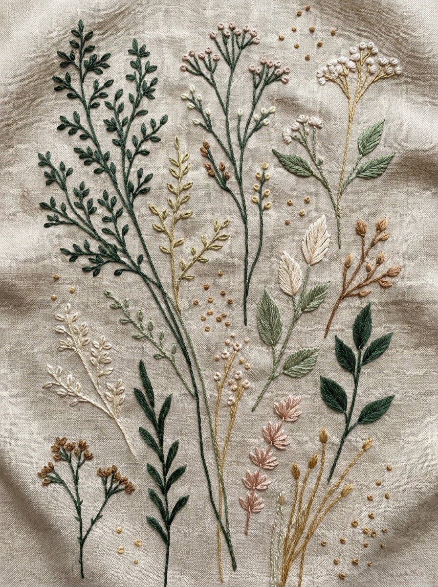 Small Botanical Sprig Library Plate from Botanical Sprig Library Book 8, a digital embroidery design reference for machine embroidery designs, embroidery patterns and small motif and accent designs.